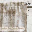 DriftAway Kitchen Curtains Toile Tier Linen Short Curtains Cafe 26 Inch Length for Living Room Bathroom Farmhouse French Country Vintage Printed Pattern Rod Pocket 2 Panels Beige