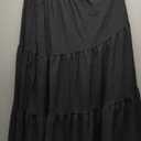 HUSKARY Women's Summer Casual Elegant Smock Layered Tiered Maxi Skirt High Waisted A Line Flowy Long Skirts with Pockets, Small