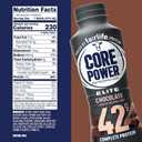 Core Power Elite High Protein Shake, Chocolate, 42g Bottle, 14oz, 12 Pack (EXP 11/16/26)