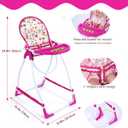 BABESIDE Baby Doll High Chair Set for Dolls & Stuffed Animals, 3-in-1 Baby Doll Accessories Converts to Doll Cradle & Portable Doll Bassinet, Pretend Play Gift for Kids Age 3+ (No Doll)