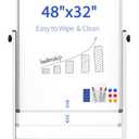 Rolling Whiteboard on Wheels, Double-Sided Magnetic Dry Erase Board with Stand, Mobile White Board for Office, Classroom, Home (32" x 48")