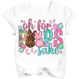 TUIVX Girls Easter Shirt Toddler Bunny Rabbit Eggs T-Shirts Kids Funny Lettering Graphic Tee Tops 2026 White (4-5 Years), 110