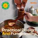 Riveira Set of 9 Premium Brown Bamboo Cooking Utensils - Bamboo Utensils for Cooking - Non-Toxic Utensils - Wooden Kitchen Set for Non-Stick Cookware