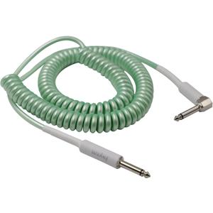 Curly Guitar Cable, 2 Meters Coiled Instrument Cable Chord for Guitar/Bass, 6.35 mm Right Angle to Straight Spiral Guitar Lead (green)