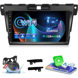 NHOPEEW [2+64G] for Mazda CX7 CX 7 CX-7 2007-2015 Car Audio - 9 inch Touchscreen Android 13 Car Stereo - Wireless Carplay and Andorid Auto, WiFi, GPS, DSP+32EQ, Mulitiple UI, SWC + AHD Backup Camera