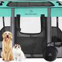 44x34x24 Inches Dog Playpen,Pet Playpen,Foldable Puppy Cat Playpen,Portable Exercise Kennel Tent Crate,Water-Resistant Breathable Shade Cover,Indoor Outdoor Travel Camping Use for Small Animals(L) (Green)