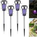 Qualirey 4 Pack Solar Bug Zapper Outdoor Mosquito Waterproof LED Light Mosquito Repellent Killer Bug Zapper for Indoor Outdoor Patio Yard (Purple Light,Silver)