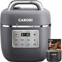CARORI Electric Pressure Cooker 3QT, 8-Function Compact Multi-Cooker with Ceramic Nonstick Pot for Saute, Pressure Cook, Slow Cook, Meat Stew, Rice, Delay Start, Keep Warm, Safe Venting, Gray