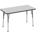 FDP Rectangle Activity School and Office Table (24 x 48 inch), Standard Legs with Ball Glides, Adjustable Height 19-30 inches - Gray Top and Black Edge
