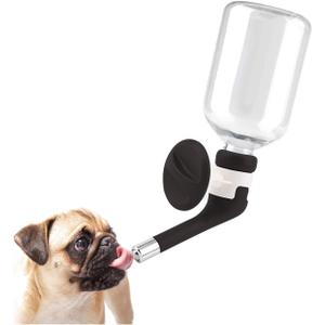 Andiker No-Drip Dog Water Dispenser Bottle-Dog Kennel Cage Water Dispenser Water Drinker Kettle for Pets can be Raised and Lowered Drinking Water Feeding Cage Water Bottle for Dogs (Black)