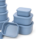 100% Silicone Food Storage Containers with Lids, 8 Pack, 10oz to 51oz, Reusable Leakproof Nesting & Stackable Silicone Bento Lunch Box, Microwave Freezer Dishwasher Oven Safe, BPA Free, Slate Blue