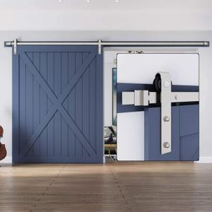 12 FT Brushed Nickel Sliding Barn Door Hardware Track Kit,Basic J Pulley,Heavy Duty,Slide Smoothly Quietly,Easy Install (12FT Track Kit for 72" Wide Single Door)
