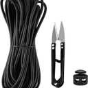 Black Elastic Cord 2mm Elastic String for Bracelets, Heavy Stretch Round String Elastic for Jewelry, Stretch Round String Elastic Cord for DIY Crafting Sewing