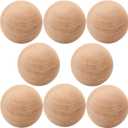 SEUNMUK 8 Pack 2.36 Inch Wooden Round Ball, Unfinished Natural Wood Ball, Replacement Wood Ball for Glass Decanters and Top, DIY Decorative Wood Crafting Hardwood Balls