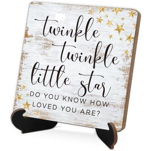 Twinkle Twinkle Little Star Daycare Wall Decor,Decorar Habitacion,Boy & Girl Wall Decor,Wooden Board Decoration With Stand,Decorative Signs & Plaques,Wooden Signs,Baby Shower Decorations,L2