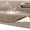 PrinceDeco 100% Waterproof Couch Cover for 3 Cushion Couch Sofa Pet Friendly Non-Slip Couch Cover for Dogs Washable Water Resistant Furniture Protector with Elastic Straps(Sofa 68", Taupe)