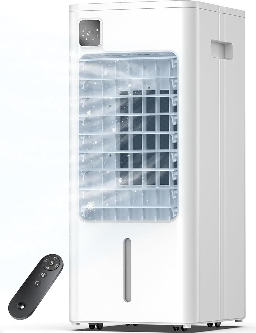 Portable Air Conditioner Windowless, Evaporative Cooler with Digital Display, Remote, 3 Speeds, 12H Timer, Oscillating Swamp Cooler for Room no Windows, Bedroom, Living Room, Ivory