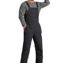 FREE SOLDIER Mens Snow Bibs Ski Pants Softshell Waterproof Insulated Warm Snow Pants Windproof Ski Bib Overalls(Black /30), S