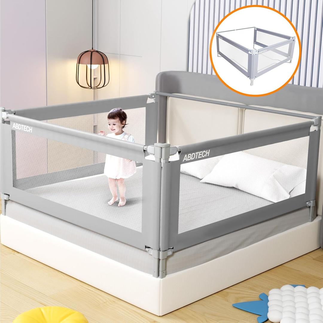 Bed Guard Rail for Toddlers - 3 Sides Safety Baby Bed Rail Guard with Reinforced Large S-Shape, Infants Height Adjustment Guardrail for King Size Bed -3 Pack, 78.7x78.7x74.8