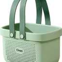 JiatuA Plastic Storage Basket with Handle Portable Shower Caddy Tote Organizer Basket Bin for Bathroom Kitchen Dorm Room Bedroom, Small Green