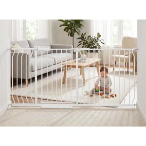 Extra Wide Baby Gate Tension Indoor Safety Gates White Metal Large Pressure Mounted Pet Gate Walk Through Long Safety Dog Gate for The House Doorways Stairs (66.93"-71.65"/170-182CM, White)
