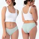 TIICHOO Period Underwear Heavy Flow Seamless Period Bikini Panties for Women 5 Pack (Medium, Black/ 2 Beige/ 2 Smoke Green)