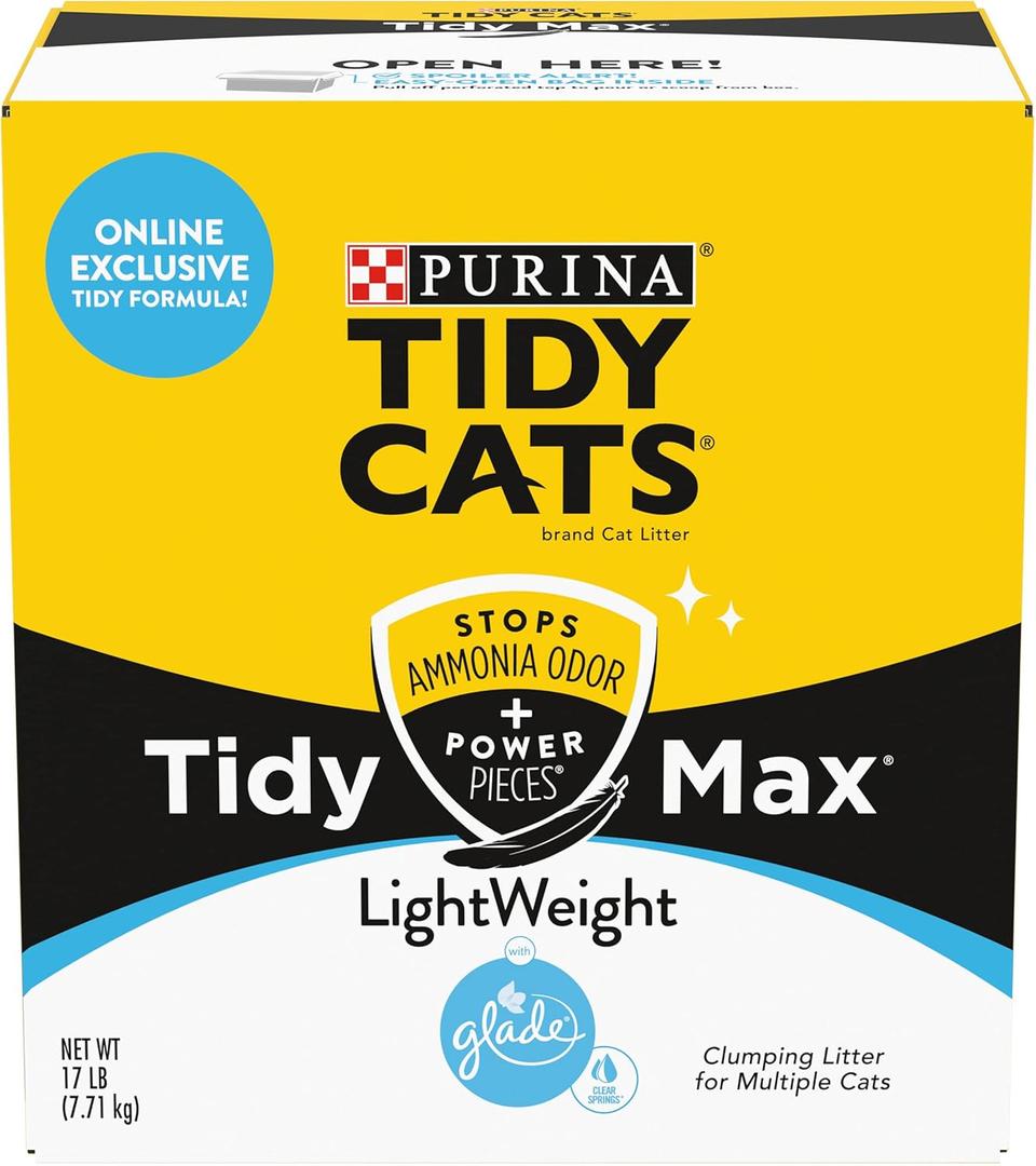 Purina Tidy Cats Clumping, Lightweight, Multi Cat Litter, Tidy Max Glade Clear Springs Formula - 17 lb. Box