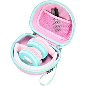 RAIACE Hard Travel Storage Case Compatible with iClever BTH12 / BTH26 / IMYB/JoySpark-T5 / Candy Bila BH03 Headphones, Protective Carrying Bag (case only) - Pink