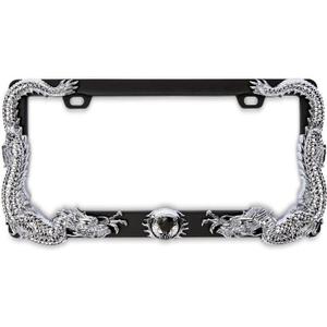 3D Chrome Dragon License Plate Frame - Fits USA Standard License Plates - Weatherproof & Corrosion Resistant