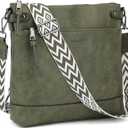 TANTOMI Vegan Leather Crossbody Bags for Women Hobo Travel Purse with Guitar Strap Trendy Women's Handbags with 6 Card Slots (Dark Green)