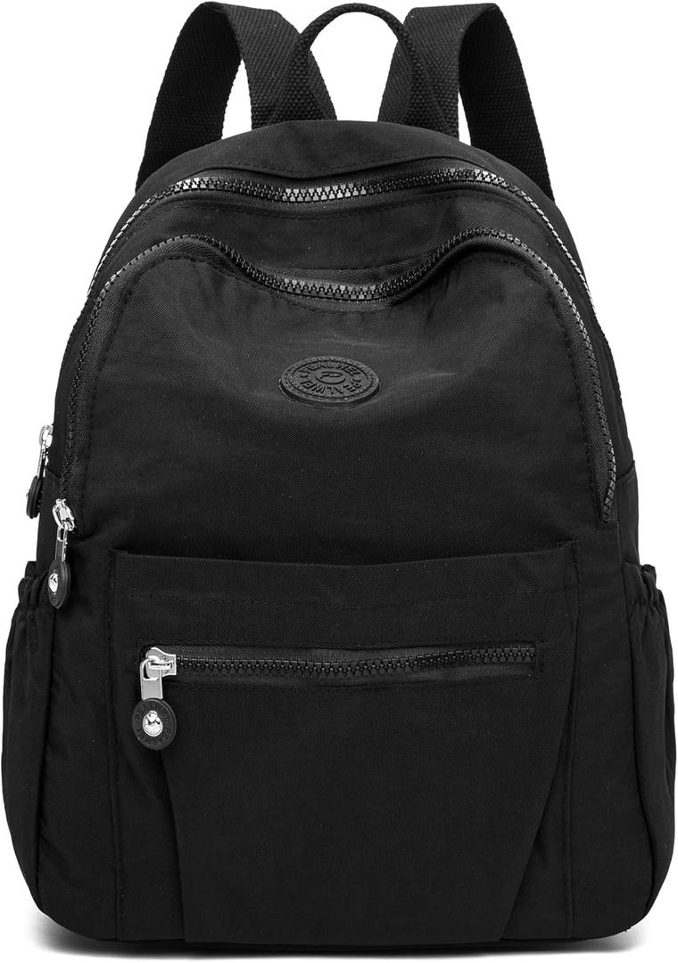 Mini Backpack Purse for Women,Small Nylon backpacks for Ladies Backpacks Women Anti Theft Travel Bag (Black)