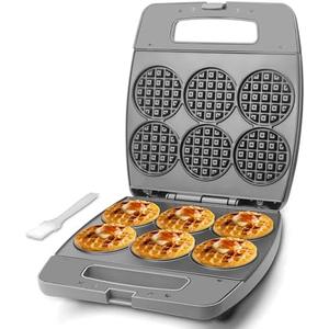 Baker's Friend Multi Mini Waffle Maker Machine, Bake 6 x 3 Inch Small Waffles, Perfect for Families and Individuals Use, Excellent Choice for Breakfast Brunch Parties & Events, Graphite