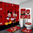 4Pcs Shower Curtain Set with Non-Slip Rugs, Toilet Lid Cover and Bath Mat, Waterproof Polyester Fabric Bathroom Curtain with 12 Hooks, 72 x 72inch1