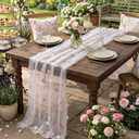 Remagr 9.8 ft Pink Flower Table Runner Embroidery Seasonal Table Decorations Tulle Fabric for Home Indoor Decor, Bridal Shower Wedding, Baby Shower Parties, Holiday DIY Craft Kitchen Decor