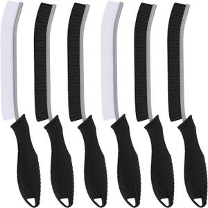 Hard Bristle Crevice Cleaning Brush-Thin Gap Scrub Brush, Small Cleaning Brush, Grout Brush, Kitchen Brush, Cleaning Tools for Toilet, Bathroom, Sink, Home, Household, Window (6, Black)