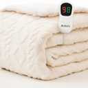 JKMAX Heated Electric Blanket Full Size-72"x84" Heating Blanket with 10 Heating Levels & 5 Time Settings Over-Heat ProtectionWinter Warmer for Adults with ETL CertificationCream