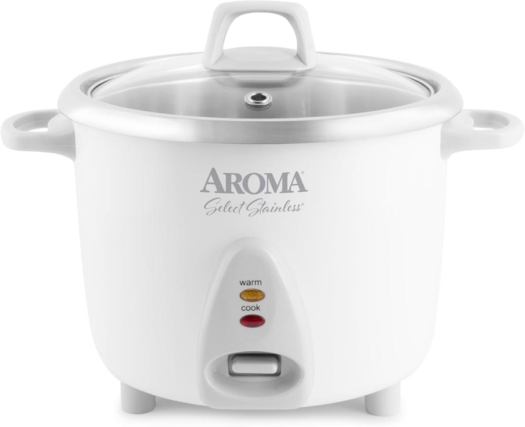 Aroma Housewares Select Stainless Rice Cooker & Warmer with Uncoated Inner Pot, 14-Cup (Cooked) / 3Qt, ARC-757SG