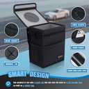K KNODEL 2 Gallon Black Leak-Proof Waterproof Car Trash Can with Lid