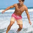 westwolf Men Swim Trunks with Compression Liner Men's 2 in 1 Bathing Suits 7 Inch Hawaiian Board Shorts (X-Large, Yellow Pink)