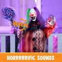 JOYIN 53" Halloween Hanging Clown Decorations Outdoor, Scary Animated Decor Waving Arm with Sound and Red Light Up Eyes Sound Activated Screaming Yard Props for Indoor Haunted House Party Lawn