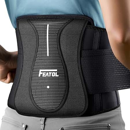 FEATOL Back Brace for Lower Back Pain Wide Coverage 360° Strong Lumbar Support with Removable Pad, Adjustable Waist Support Belt for Men Women, Size L/XL 29.8"-38.6"