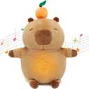 IUTOYYE Capybara Breathing Stuffed Animal 11.8in Plush with Music Lights Breathing Motion Anxiety Relief Sleeping Soothing Companion Gift for Kids Adults