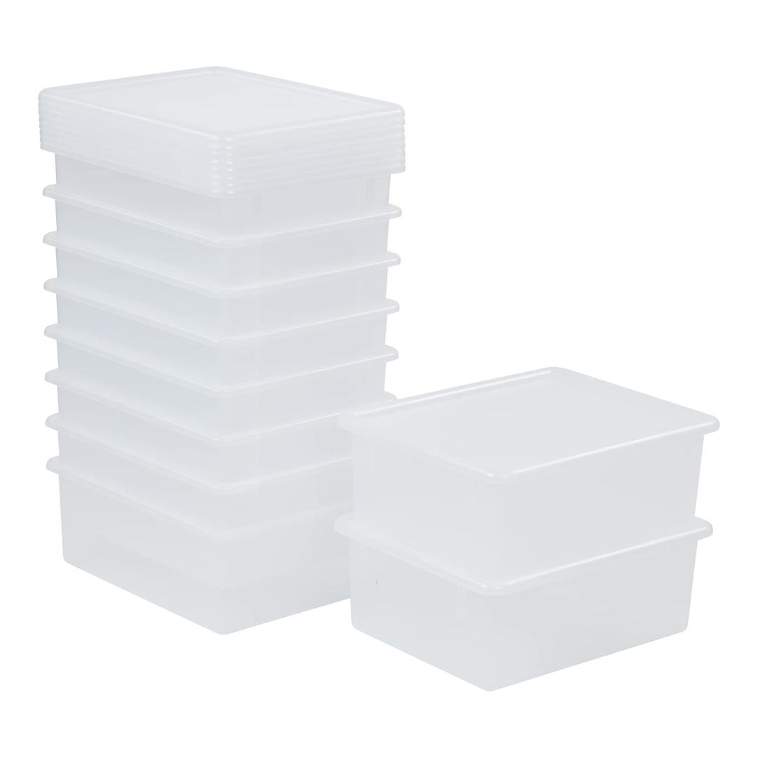 ECR4Kids Letter Size Deep Tray with Lid, Storage Bin, Clear, 10-Piece ECR4Kids Letter Size Deep Tray with Lid, Storage Bin, Clear, 10-Piece