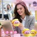 2 Pack Mini Dumpling Squishy Fidget Toys, Glitter & Bead Filled Stress Balls, Soft Slow Rising TPR Smiley Squeeze Toy, Tear-Resistant Sensory Toy for Stress Relief, Party Favors (Pink & Gold)