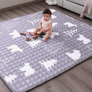 WONDAY Thick Baby Play Mat,71x59 Baby Pay Mat for Floor Foldable Kids Crawling Mat for Babies 6-12 Months, Infant Baby Playpen Mat for Toddlers 1-3