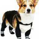 Dog Suspender Boots for Small Dogs – Waterproof & Non-Slip Dog Paw Protectors with Adjustable Straps & Reflective Strips, All-in-One Connected Dog Boots for Outdoor Walks, Snow, Rain, Hiking (S)