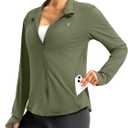 Soothfeel Women's UPF 50+ Lightweight Athletic Jackets Sun Protection Zip Up Long Sleeve Shirts Hiking Workout Outdoor Pocket (Green, S)