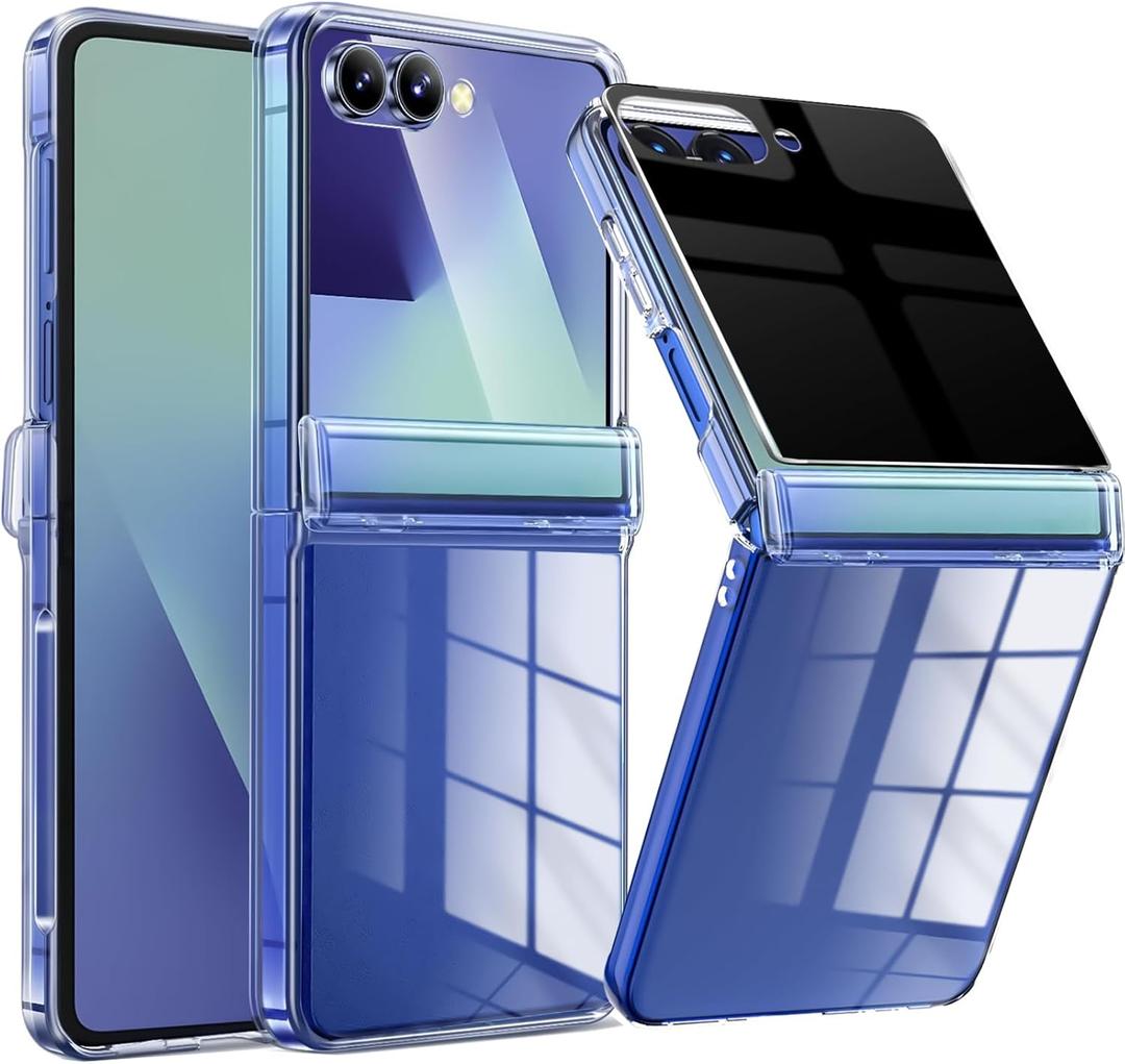 for Samsung Galaxy Z Flip 7 Case,with Privacy Screen Protector & Hinge Protection,Anti-Yellowing, Anti-Fingerprint,Hard PC Ultra-Durable Case for Samsung Z Flip 7,Clear