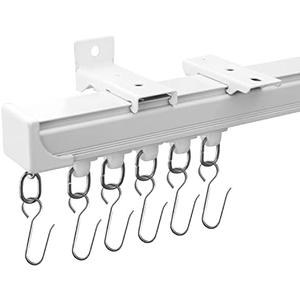 MaKefeile Curtain Tracks Ceiling Wall Mounted Heavy-Duty Curtains Rails Room Divider Curtain Track for Living Room Bedroom Room Shower Divider White 3 ft To 6 ft