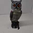 Hausse Solar Fake Owl Decoy Scare Birds Away, Solar Powered Motion Activated Scarecrow Deterrent Owl with Glowing Eyes, Scary Sound & Rotate Head, Nature Enemy Bird Repellent for Outdoor Garden Yard